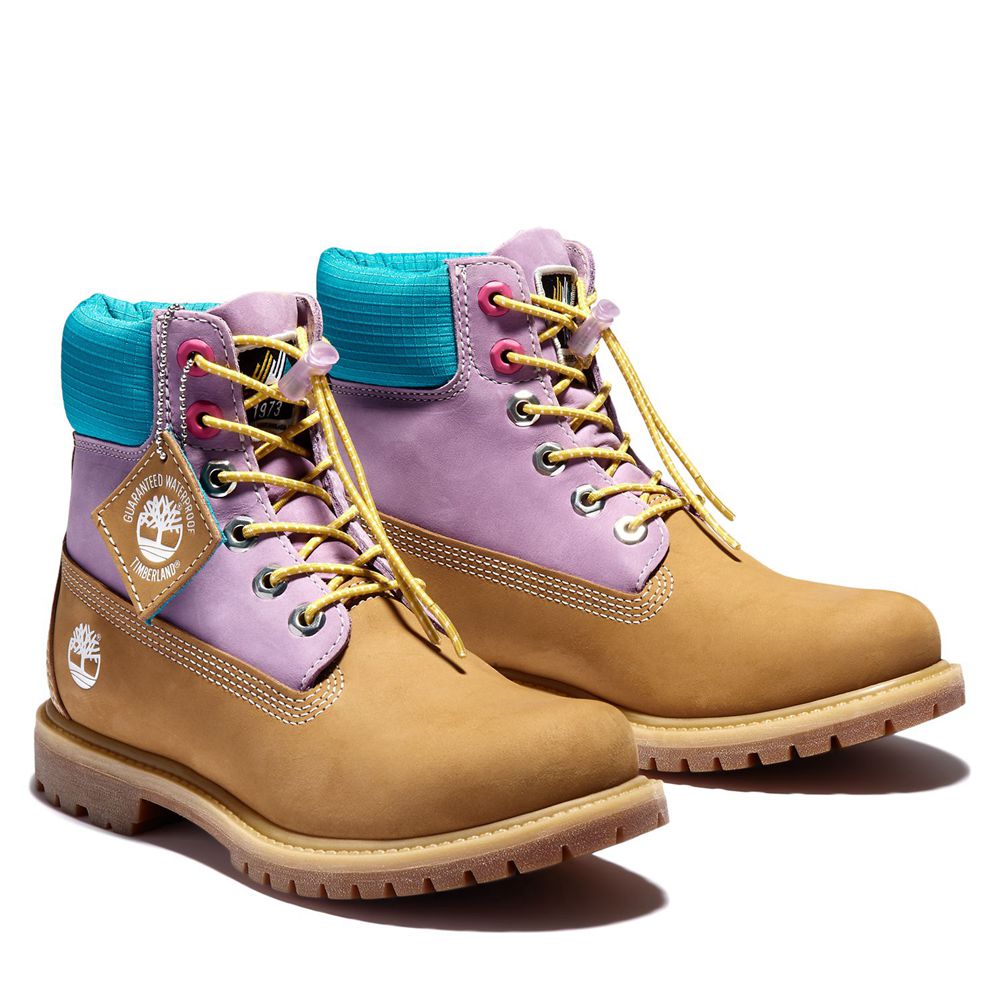 Botas Feminino - Timberland 6-Inch Premium Impermeavel - ZKBWO7806 - Marrom/Roxo